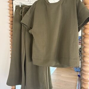 Olive Green Two-Piece Loungewear Set